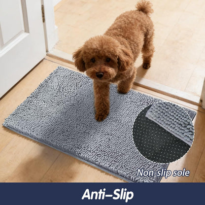 Absorbent Chenille Dog Door Mat, Non-Slip Quick Dry Pet Entry Rug