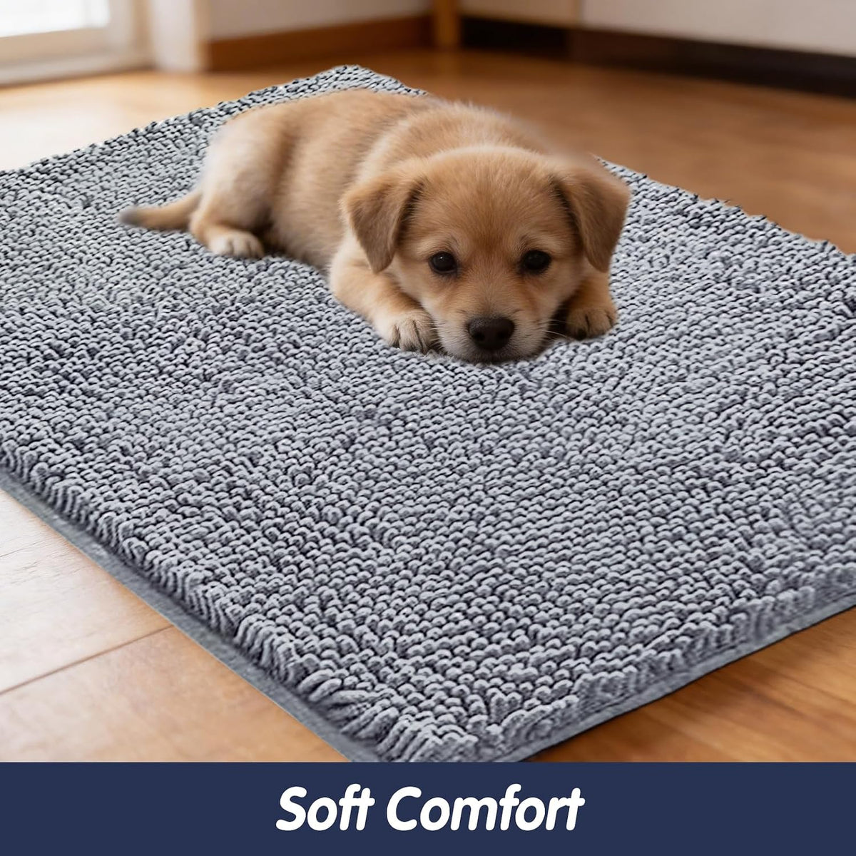 Absorbent Chenille Dog Door Mat, Non-Slip Quick Dry Pet Entry Rug