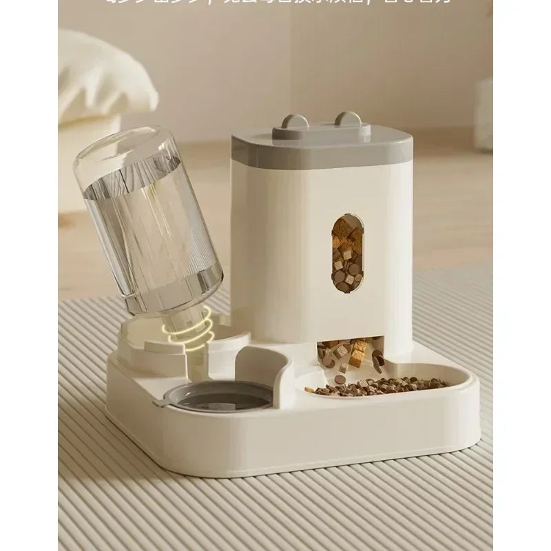 Automatic Feeder Cat Dog Food Bowl with Water Fountain Pet Large Capacity Raised Stand Dish Bowl for Cat Drinker Accessories