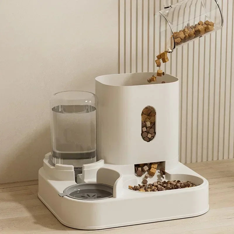 Automatic Feeder Cat Dog Food Bowl with Water Fountain Pet Large Capacity Raised Stand Dish Bowl for Cat Drinker Accessories
