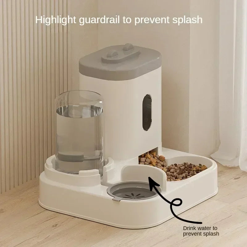 Automatic Feeder Cat Dog Food Bowl with Water Fountain Pet Large Capacity Raised Stand Dish Bowl for Cat Drinker Accessories