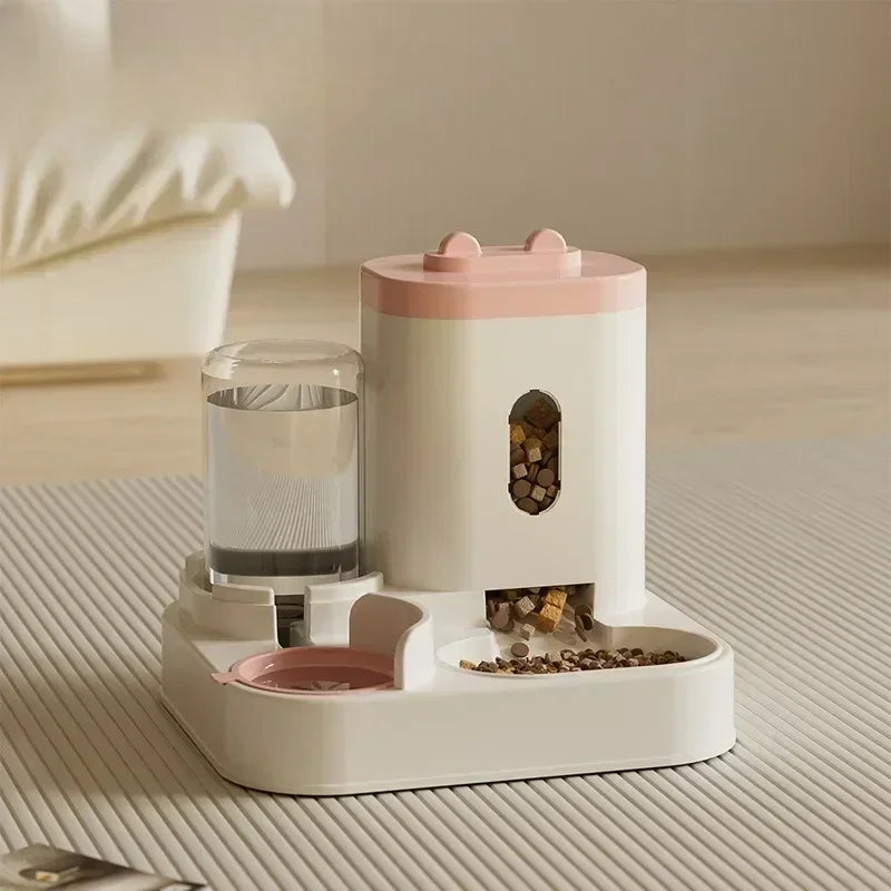 Automatic Feeder Cat Dog Food Bowl with Water Fountain Pet Large Capacity Raised Stand Dish Bowl for Cat Drinker Accessories