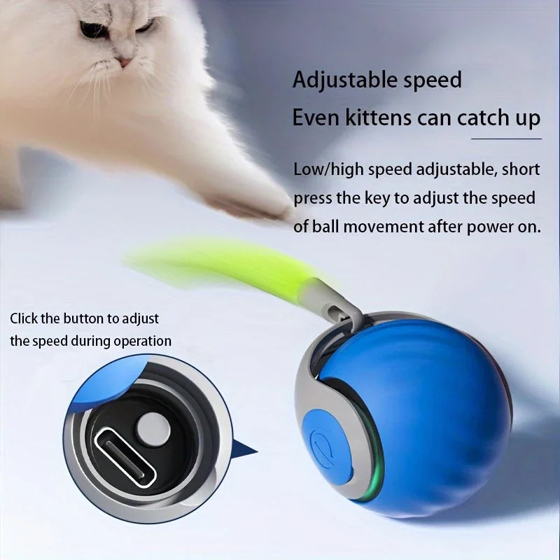Smart Cat Toys Ball Automatic Interactive Pets Electric Rolling Teaser USB Rechargeable Kitty Moving Bouncing Ball Birthday Gift