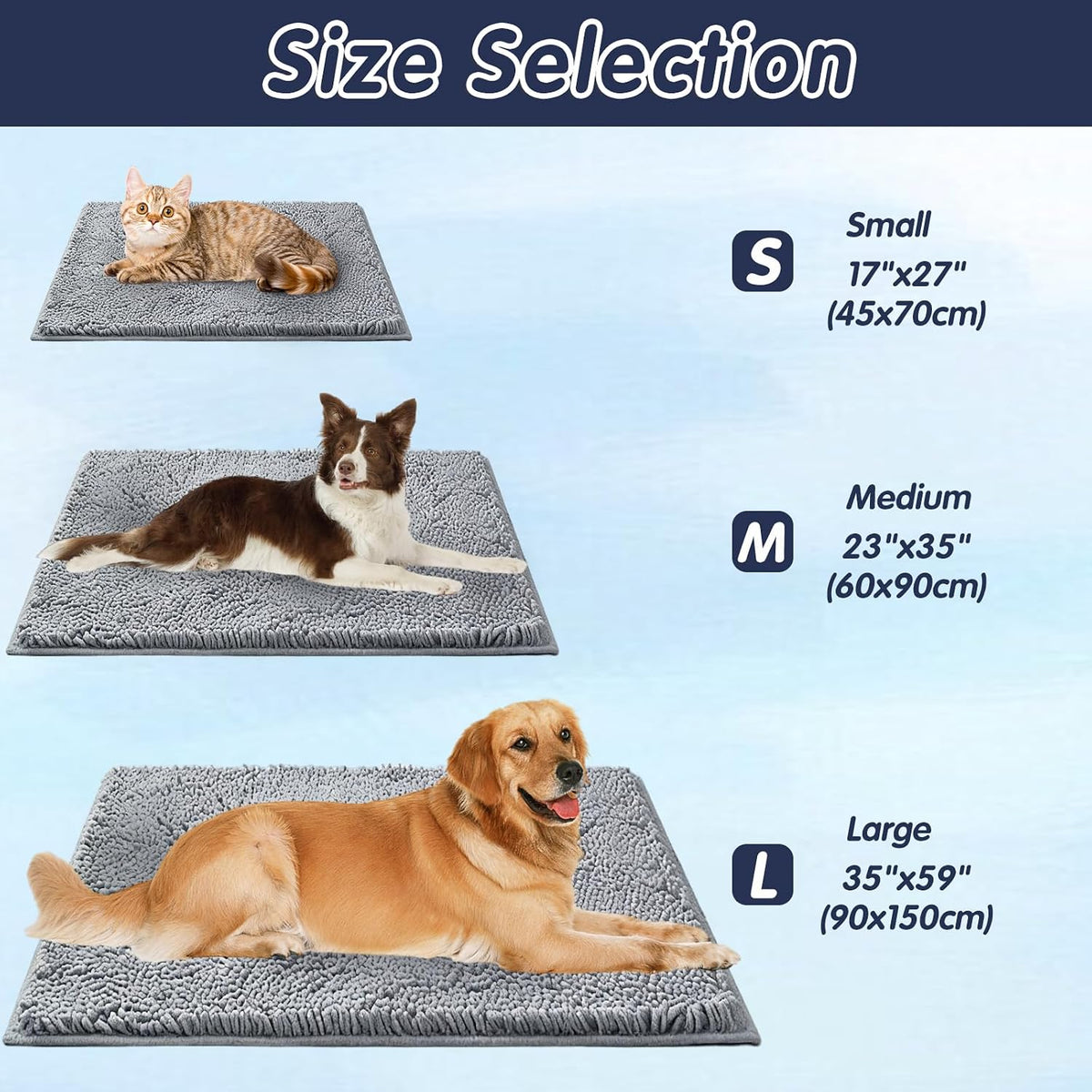 Absorbent Chenille Dog Door Mat, Non-Slip Quick Dry Pet Entry Rug