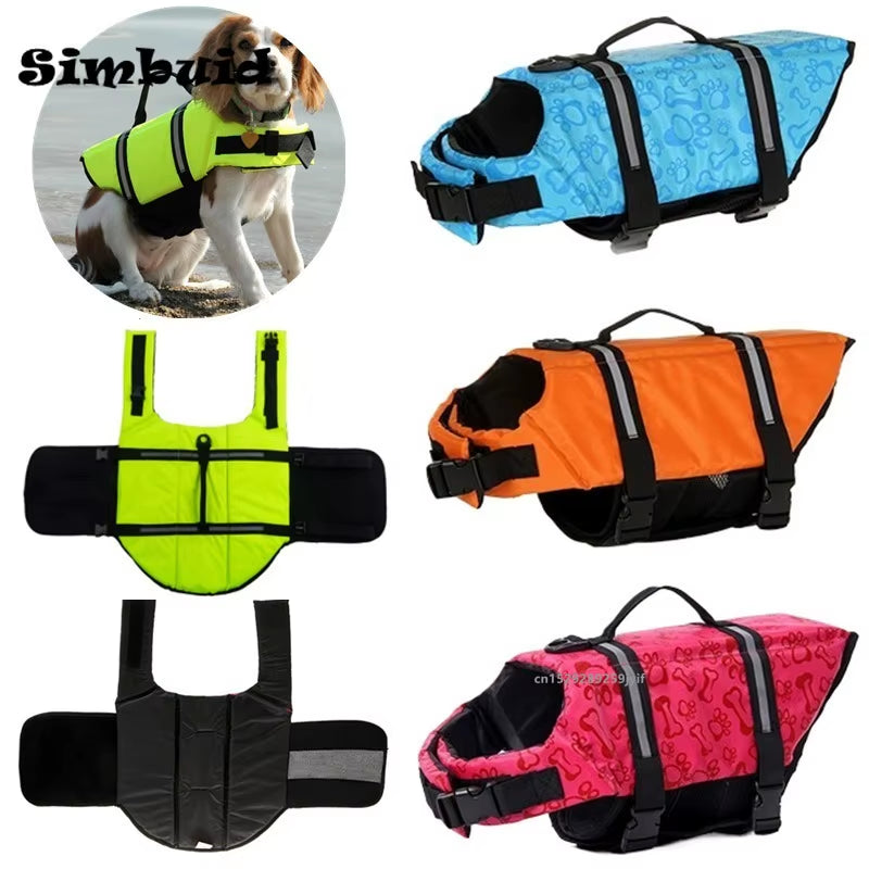 Dog Life Jacket Reflective Adjustable Large Dogs Swimwear Safety Vest Surfing Sailboat Enhanced Buoyancy Pet Lifejackets